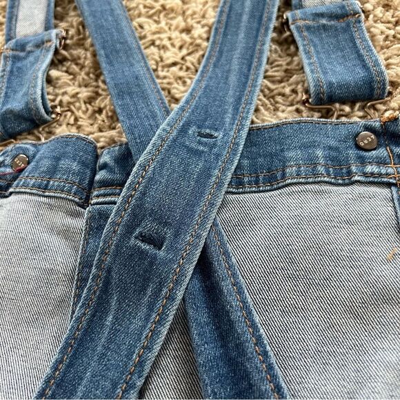 Aero Aeropostale Y2K Distressed Cross Back Straps Button-up Denim Overall SZ 6 - Picture 14 of 16